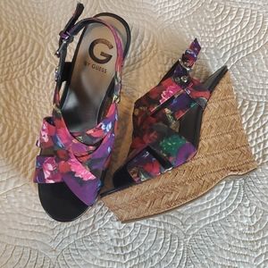 Guess Floral Wedge Sandals